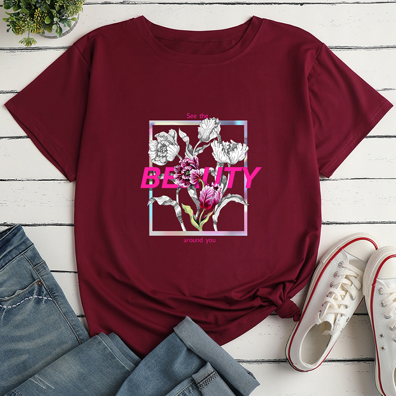 T-shirt Décontracté Ample À Imprimé De Roses À La Mode Pour Femmes display picture 2