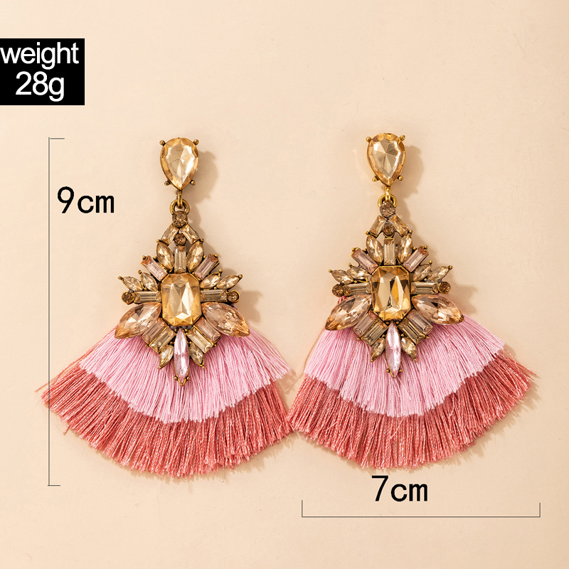 Fashion Contrast Color Alloy Rhinestones Flower Circle Geometric Earrings display picture 1