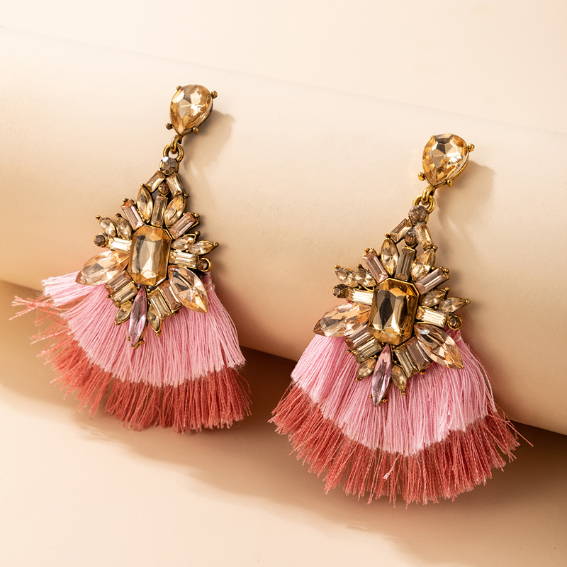 Fashion Contrast Color Alloy Rhinestones Flower Circle Geometric Earrings display picture 4
