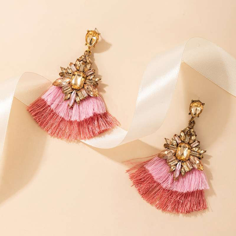 Fashion Contrast Color Alloy Rhinestones Flower Circle Geometric Earrings display picture 5