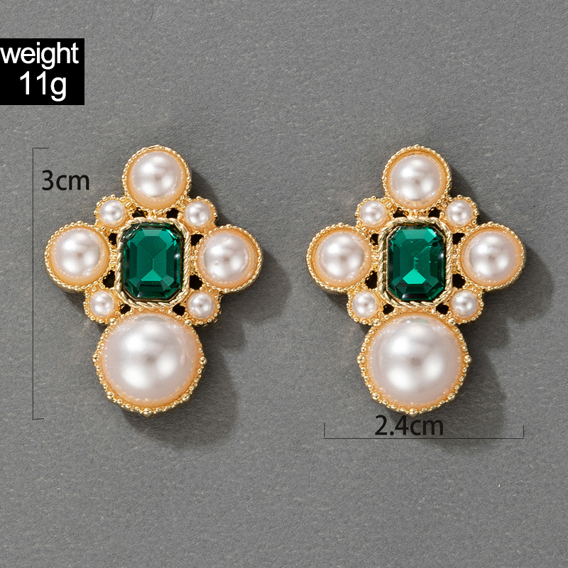 Fashion Contrast Color Alloy Rhinestones Flower Circle Geometric Earrings display picture 22