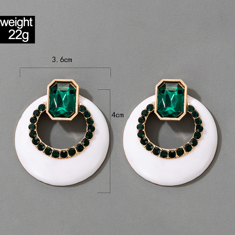 Fashion Contrast Color Alloy Rhinestones Flower Circle Geometric Earrings display picture 32