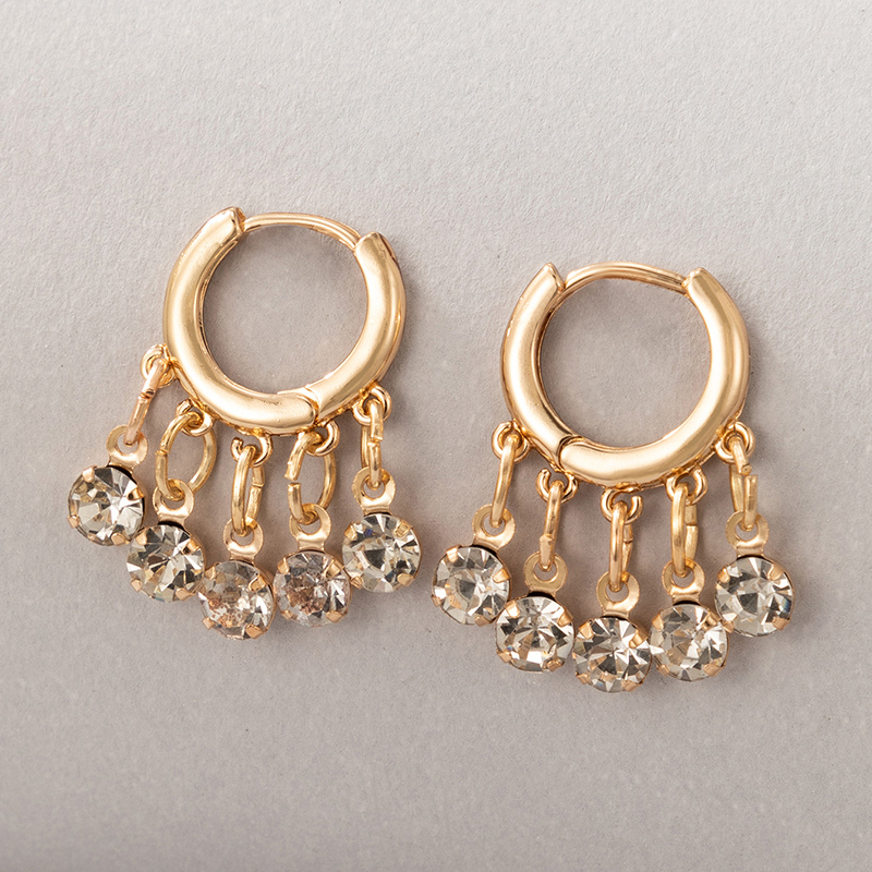 Fashion Contrast Color Alloy Rhinestones Flower Circle Geometric Earrings display picture 39