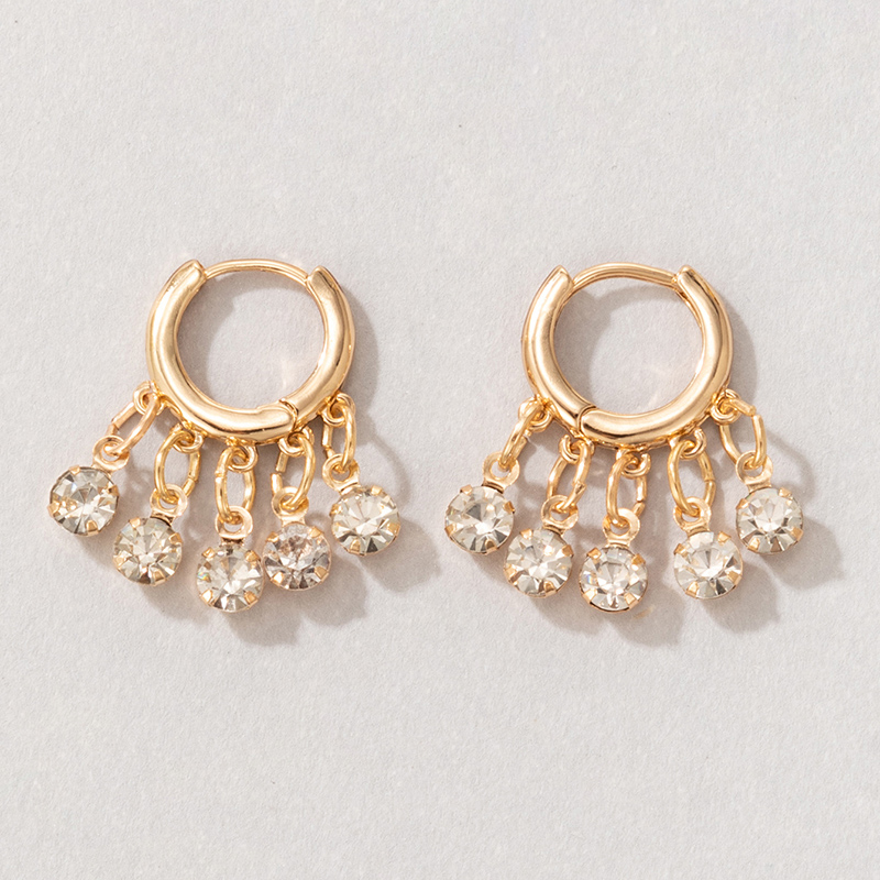 Fashion Contrast Color Alloy Rhinestones Flower Circle Geometric Earrings display picture 40