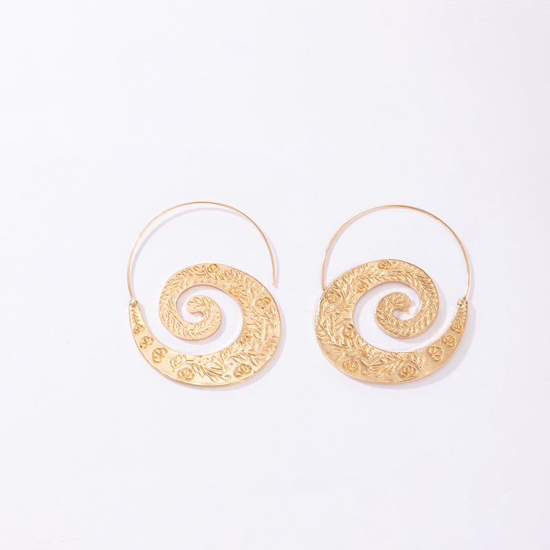 Boho Vintage Hollow Geometric Spiral Earrings Drop Earrings display picture 14