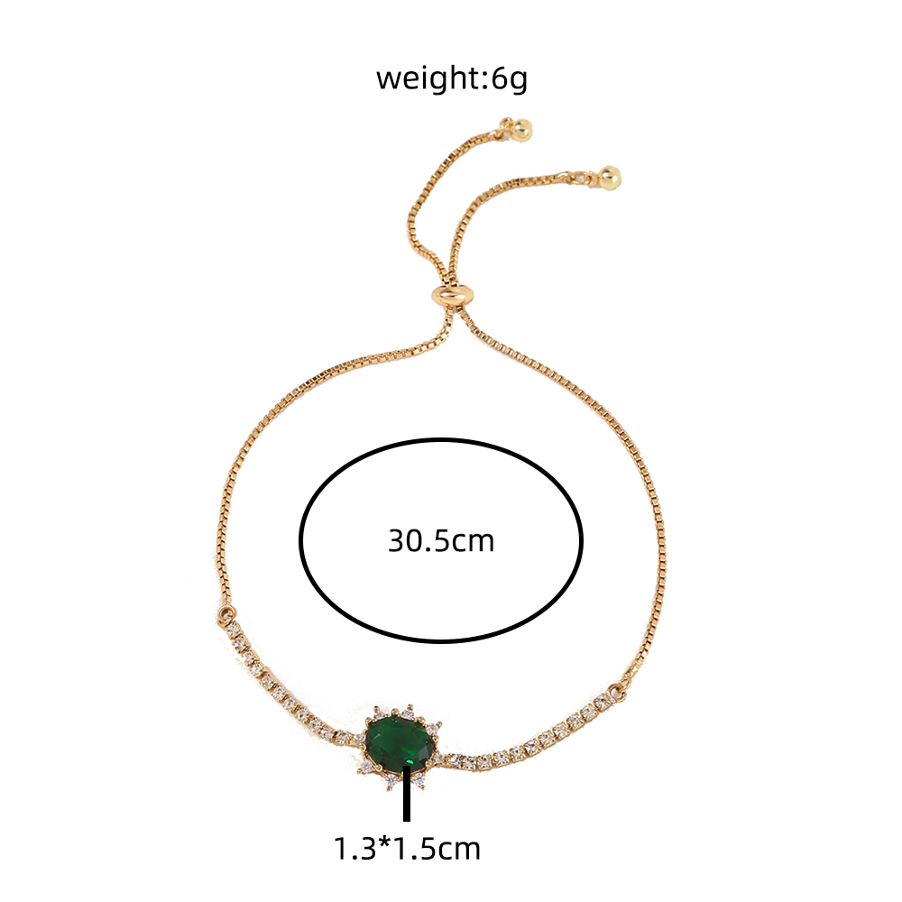 2022 Popular Creative Oval Emerald Inlaid Zircon Venice Adjustable Bracelet Bracelet Jewelry display picture 1