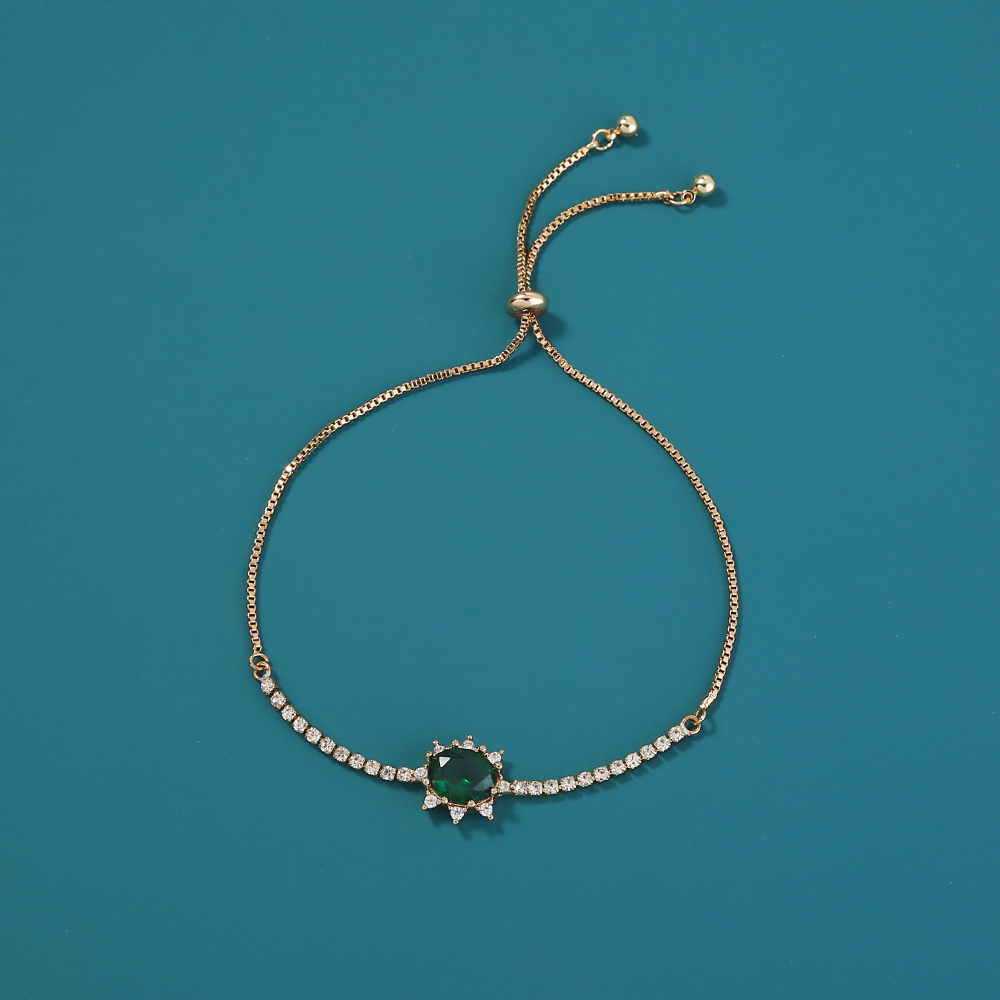 2022 Popular Creative Oval Emerald Inlaid Zircon Venice Adjustable Bracelet Bracelet Jewelry display picture 3