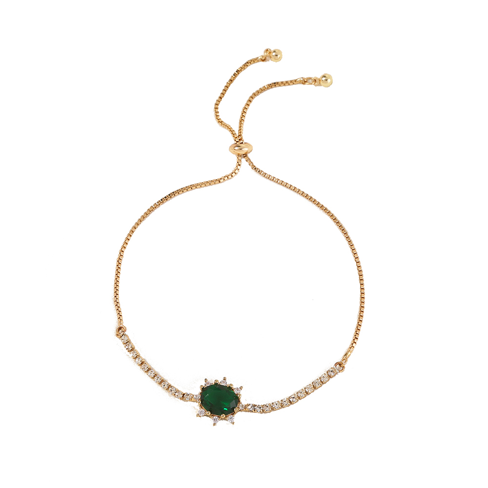2022 Popular Creative Oval Emerald Inlaid Zircon Venice Adjustable Bracelet Bracelet Jewelry display picture 4