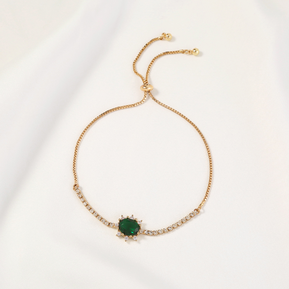 2022 Popular Creative Oval Emerald Inlaid Zircon Venice Adjustable Bracelet Bracelet Jewelry display picture 6