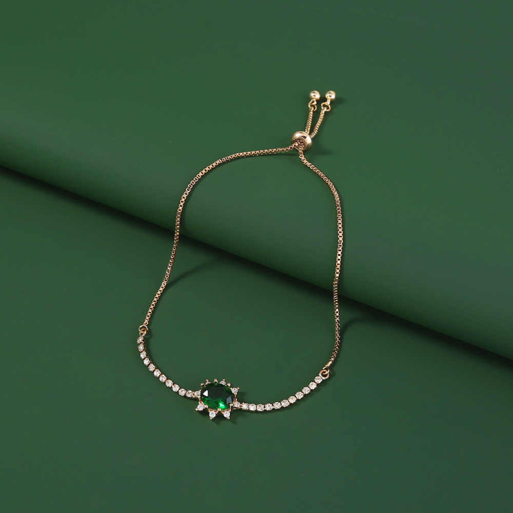 2022 Popular Creative Oval Emerald Inlaid Zircon Venice Adjustable Bracelet Bracelet Jewelry display picture 7