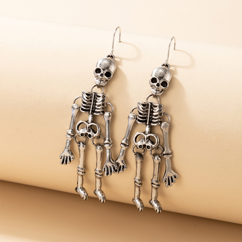 Exaggerated Alternative Earrings Halloween Skull Alloy Ear Hook display picture 5