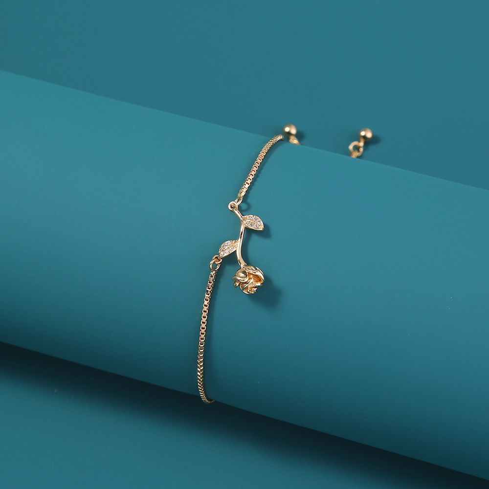 New Geometric Micro Setting Rose Zircon Venetian Adjustable Bracelet Jewelry display picture 7