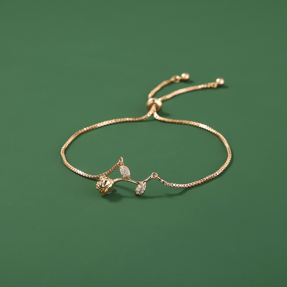 New Geometric Micro Setting Rose Zircon Venetian Adjustable Bracelet Jewelry display picture 8