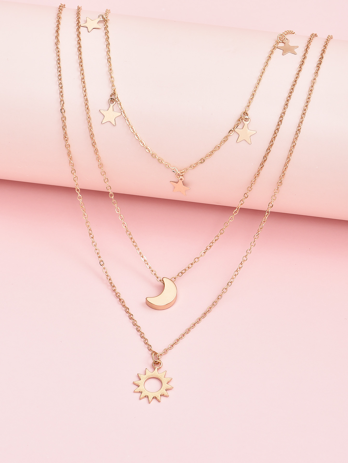 Simple Pagodas Star Crescent Multi-piece Women's Alloy Necklace display picture 3