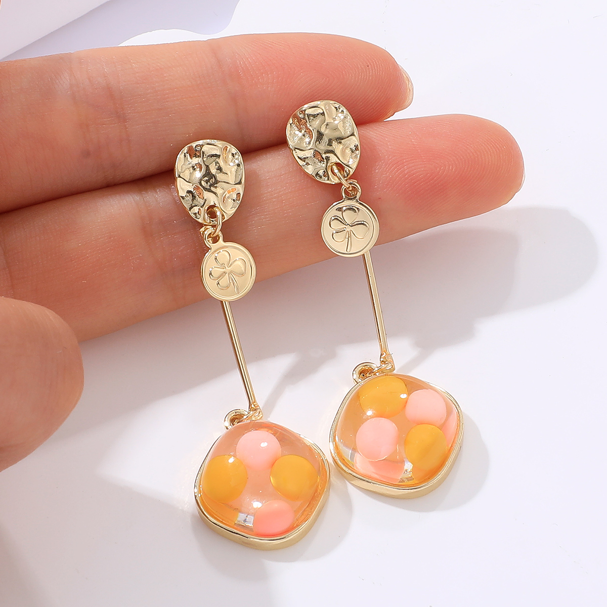 Creative Cute Resin Color Beads Pendant Earrings display picture 1