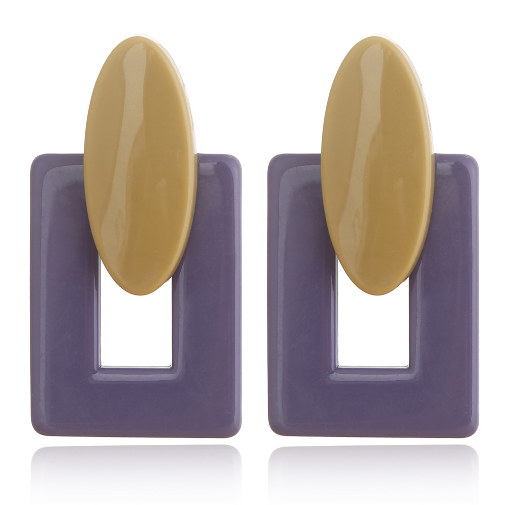 Geometrische Rechteckige Acryl-ohrringe Koreanische Ohrringe In Kontrastfarbe display picture 5