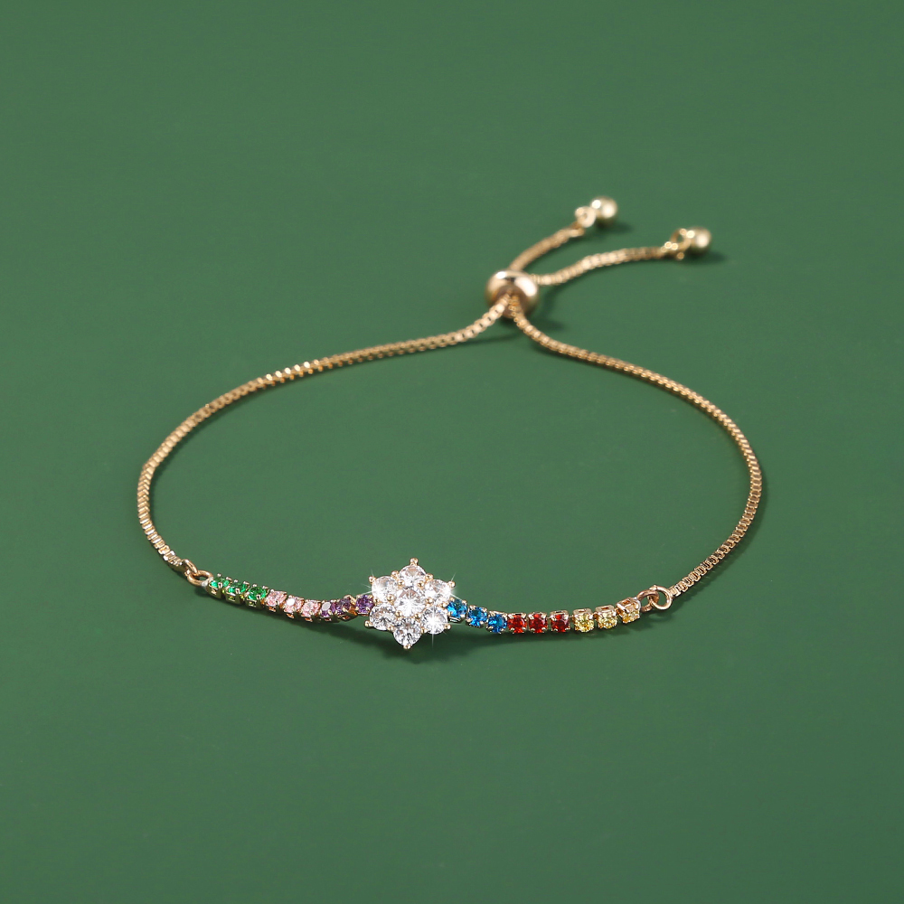 Popular Fashion Plum Shape Multicolor Zircon Adjustable Venetian Bracelet Jewelry display picture 2