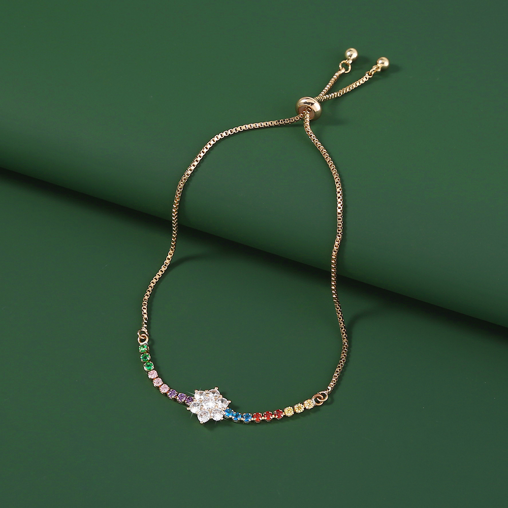 Popular Fashion Plum Shape Multicolor Zircon Adjustable Venetian Bracelet Jewelry display picture 3