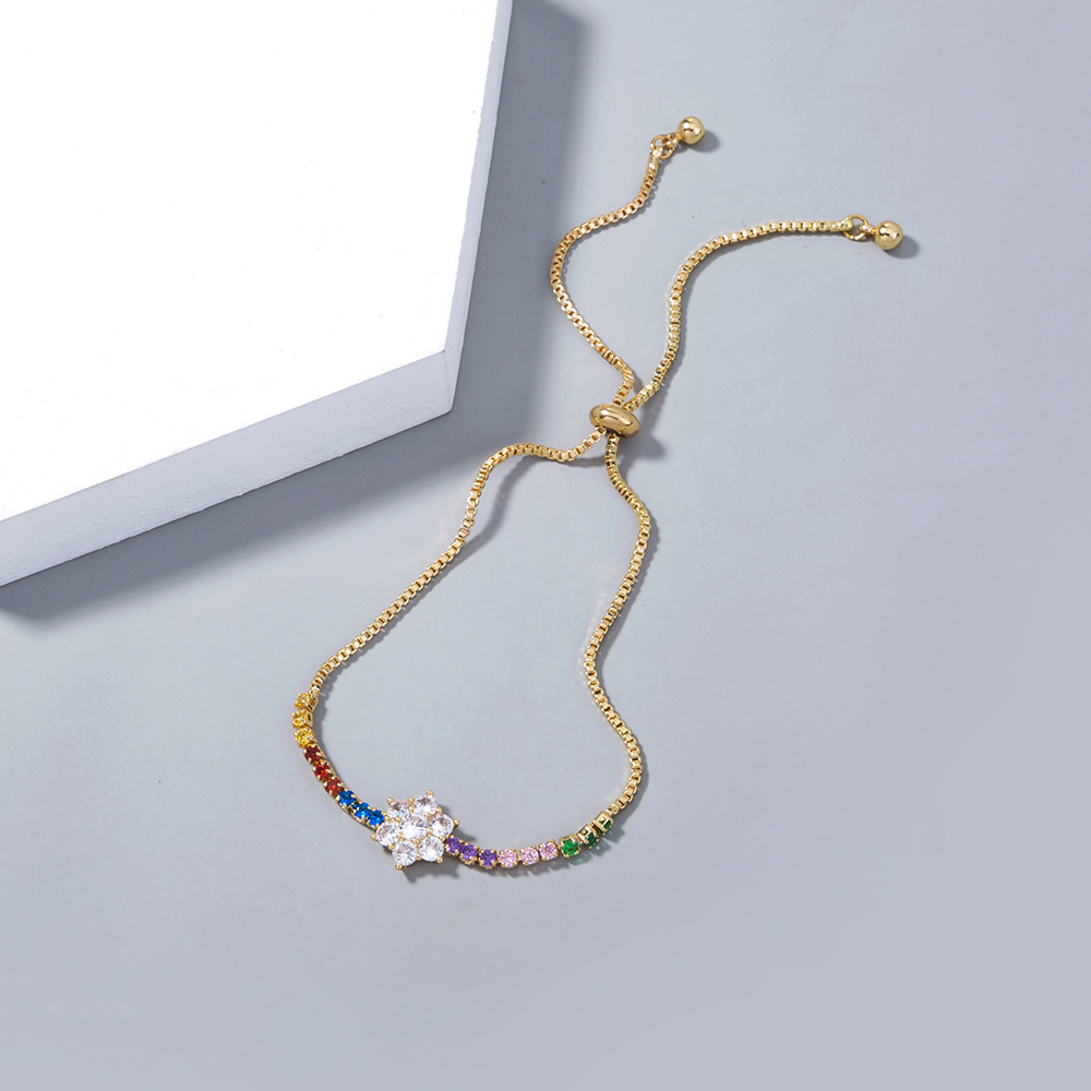 Popular Fashion Plum Shape Multicolor Zircon Adjustable Venetian Bracelet Jewelry display picture 7