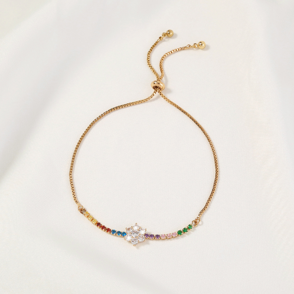 Popular Fashion Plum Shape Multicolor Zircon Adjustable Venetian Bracelet Jewelry display picture 10