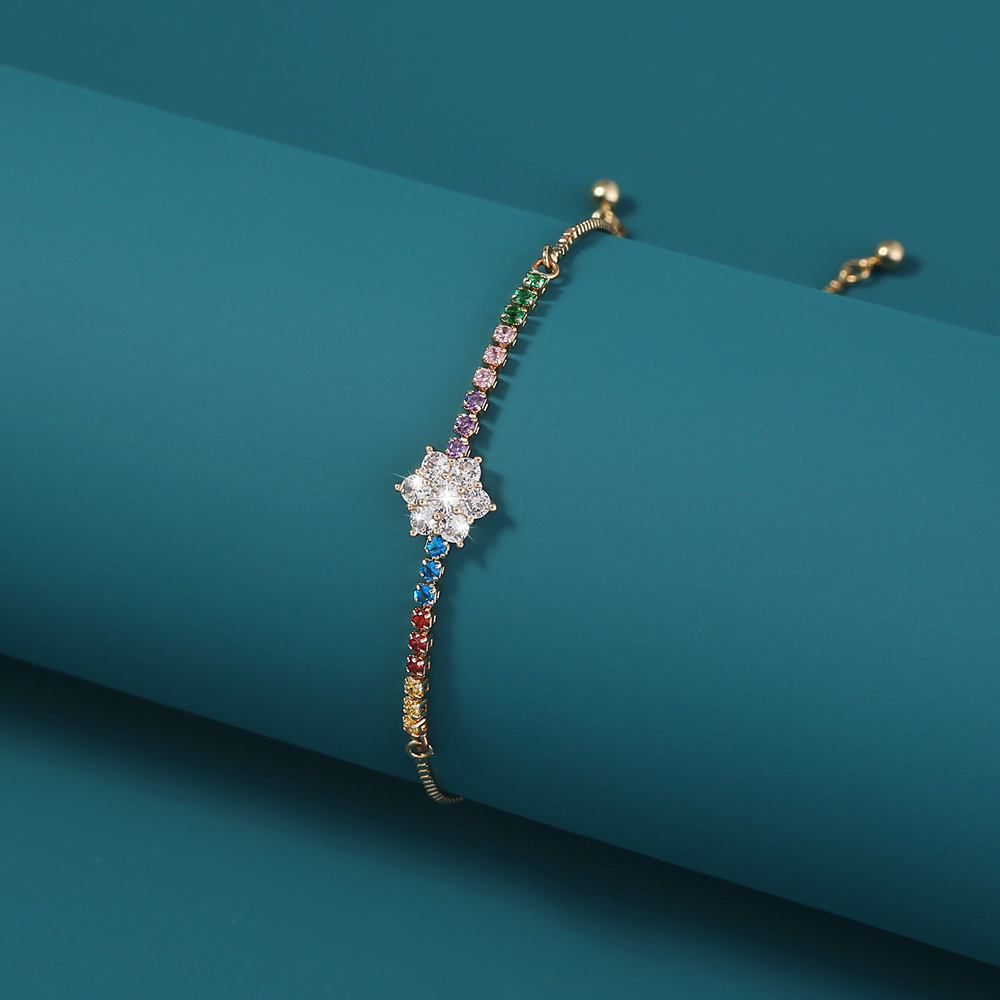 Popular Fashion Plum Shape Multicolor Zircon Adjustable Venetian Bracelet Jewelry display picture 11