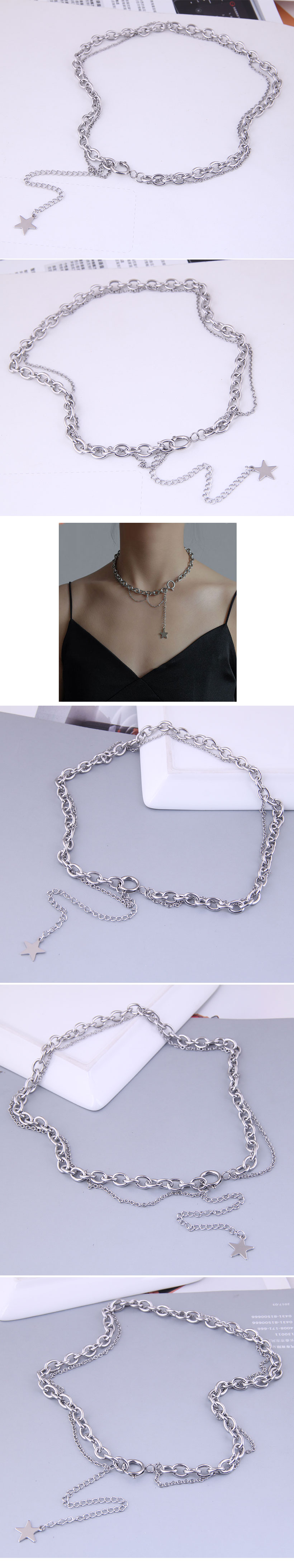 Collier Étoile Porte-bonheur Simple En Acier Inoxydable Simple En Gros display picture 1