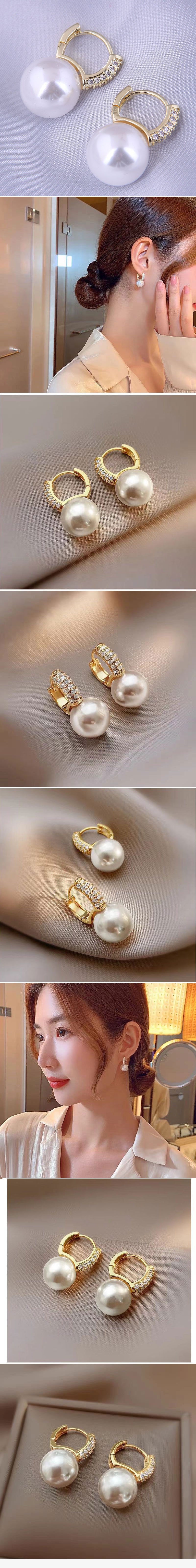 New Trendy Fashion Simple Pearl Copper Ear Stud Ear Buckle Wholesale display picture 1