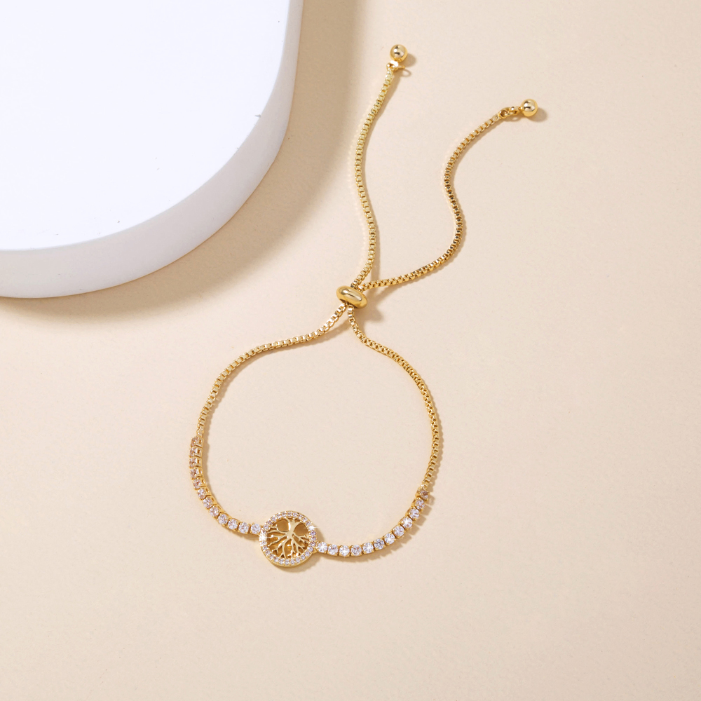 Fashion New Micro Inlay Zircon Tree Of Life Elements Adjustable Venetian Bracelet Jewelry display picture 2