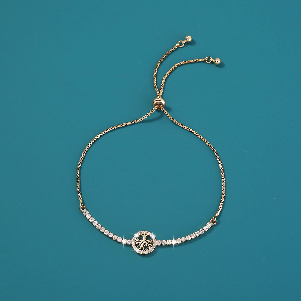 Fashion New Micro Inlay Zircon Tree Of Life Elements Adjustable Venetian Bracelet Jewelry display picture 3