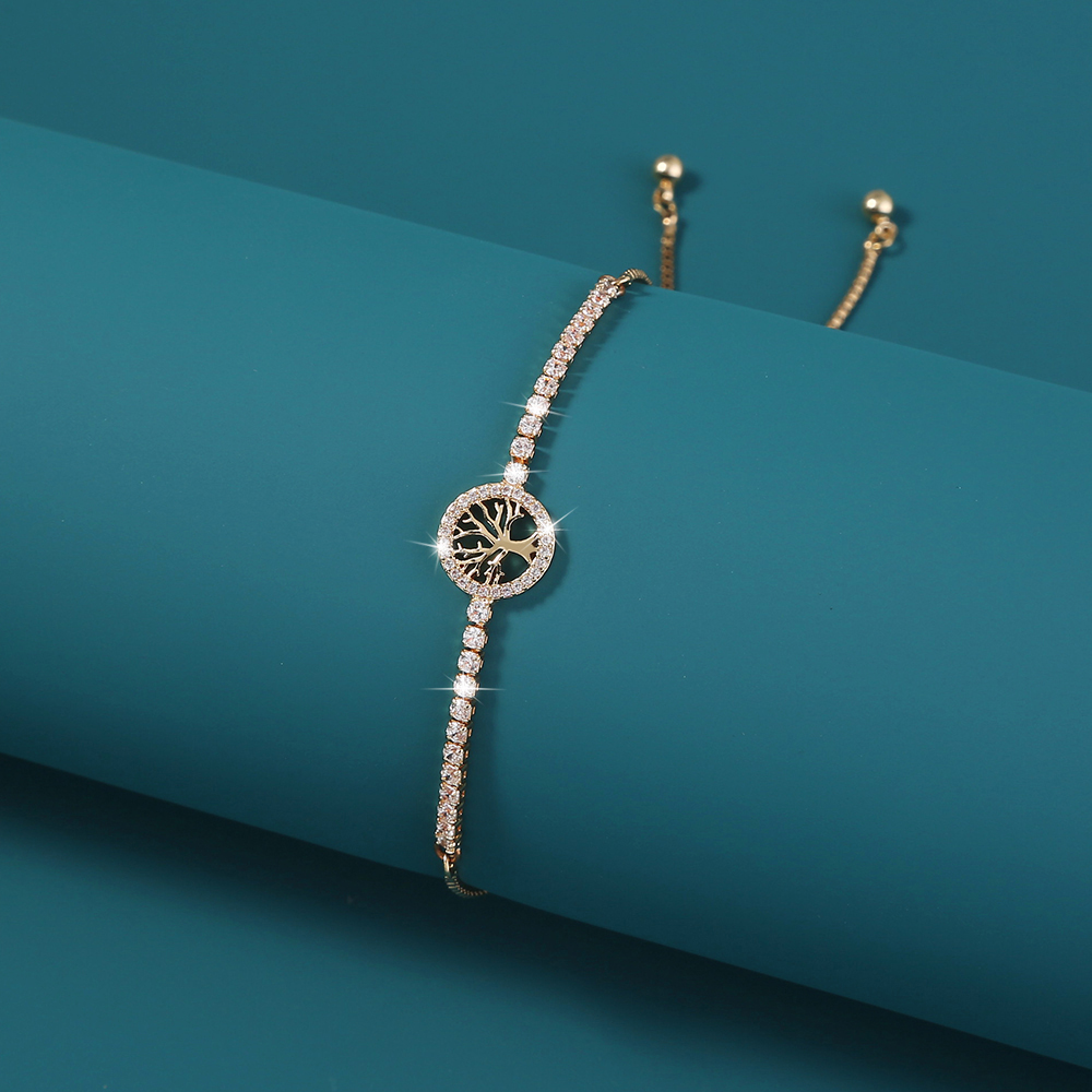 Fashion New Micro Inlay Zircon Tree Of Life Elements Adjustable Venetian Bracelet Jewelry display picture 4