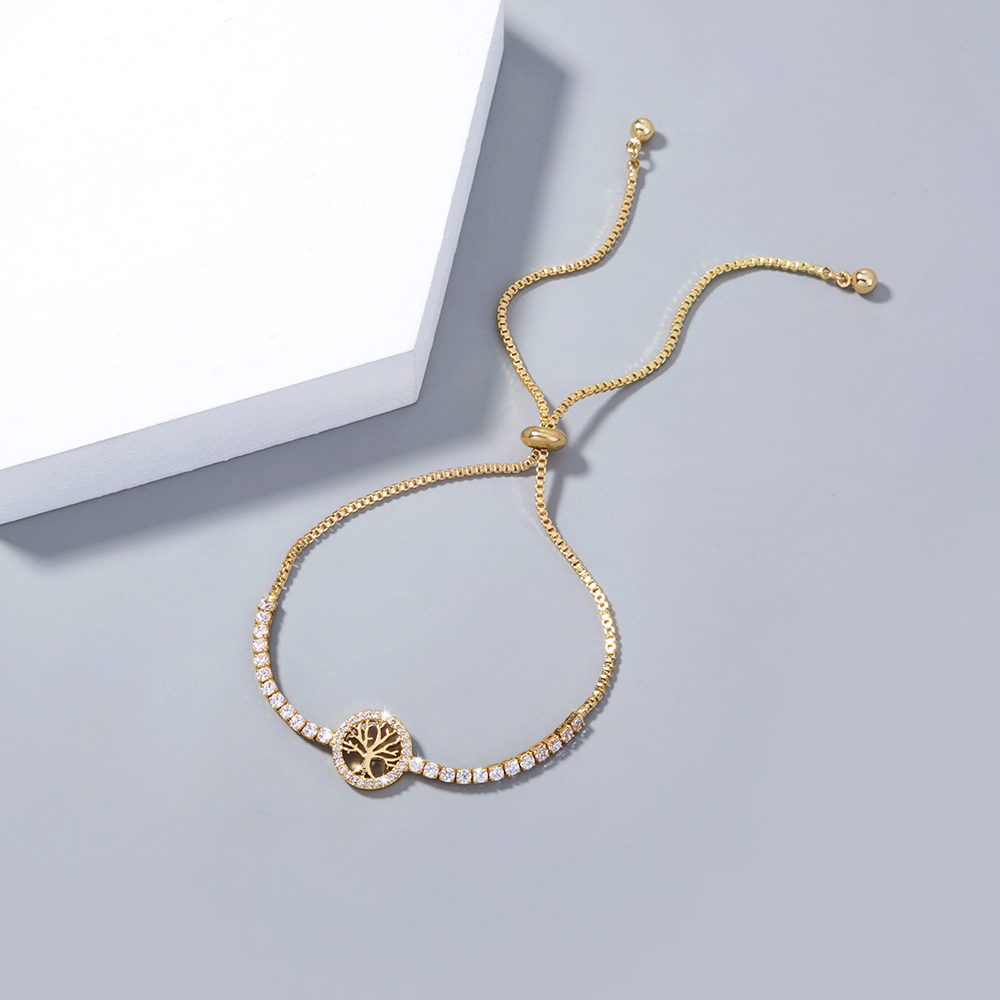 Fashion New Micro Inlay Zircon Tree Of Life Elements Adjustable Venetian Bracelet Jewelry display picture 5