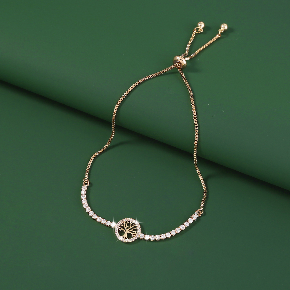 Fashion New Micro Inlay Zircon Tree Of Life Elements Adjustable Venetian Bracelet Jewelry display picture 6