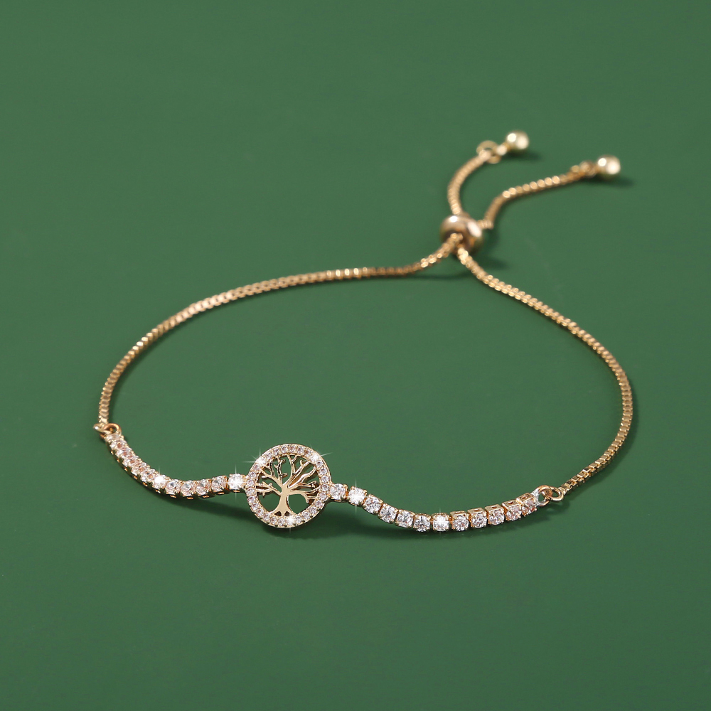 Fashion New Micro Inlay Zircon Tree Of Life Elements Adjustable Venetian Bracelet Jewelry display picture 10