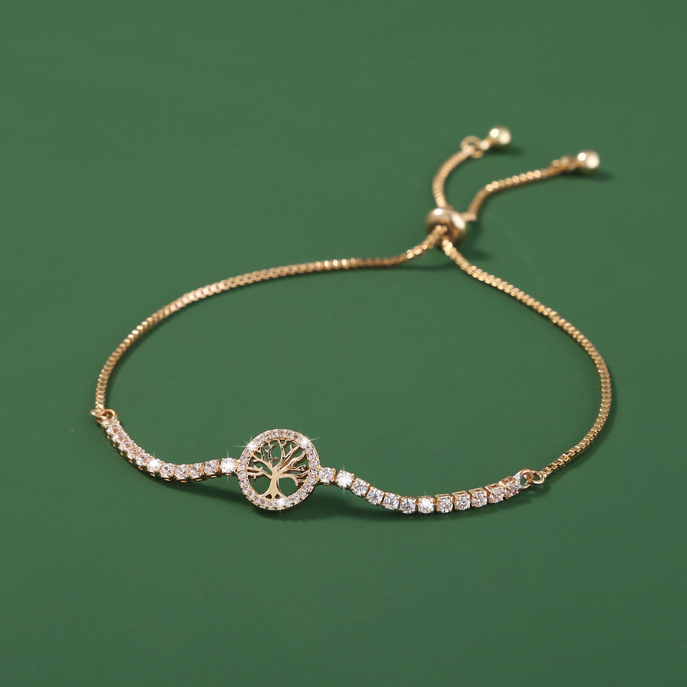 Nueva Pulsera Veneciana Ajustable Con Elementos De Árbol De La Vida De Circón Con Microincrustaciones A La Moda, Joyería display picture 10