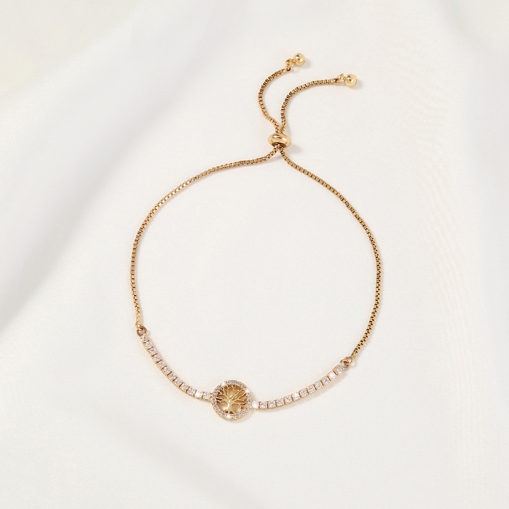 Fashion New Micro Inlay Zircon Tree Of Life Elements Adjustable Venetian Bracelet Jewelry display picture 11