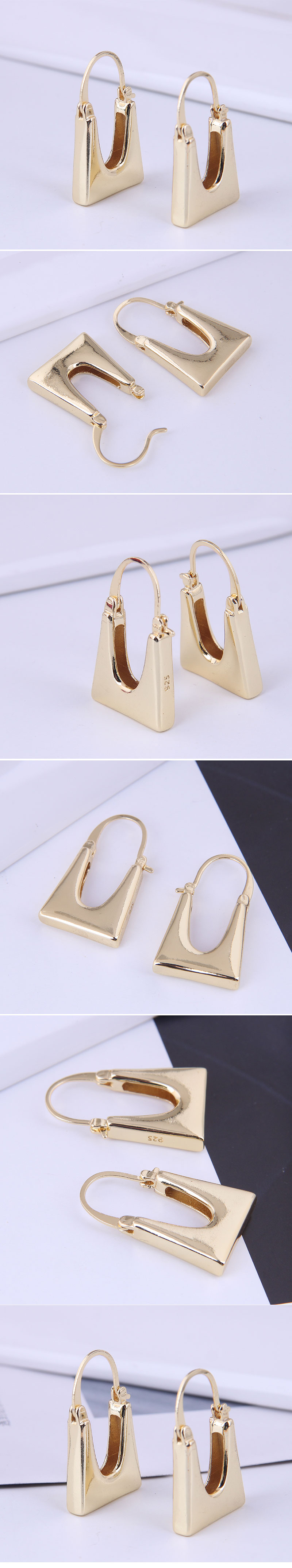 Fashion Simple Bag Shaped Solid Color Copper Earrings Wholesale display picture 1