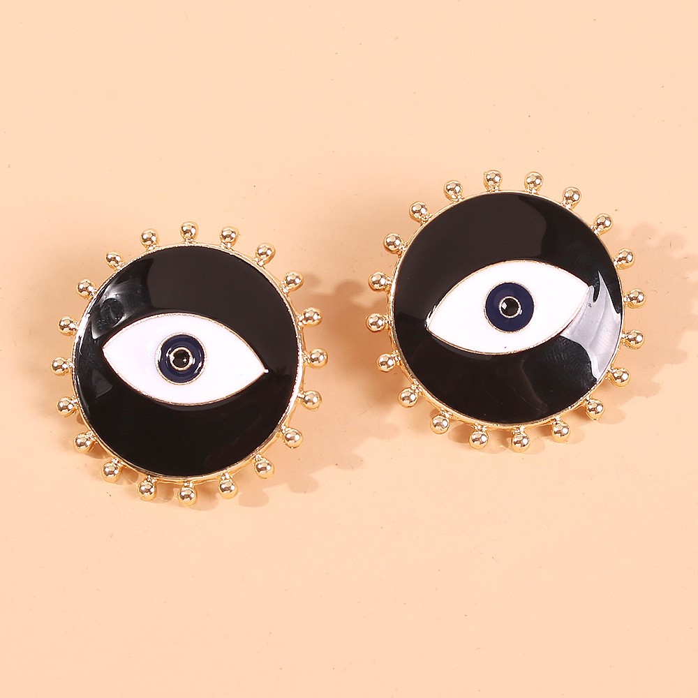 Vintage Contrast Color Alloy Oil Dripping Devil's Eye Earrings Wholesale display picture 2