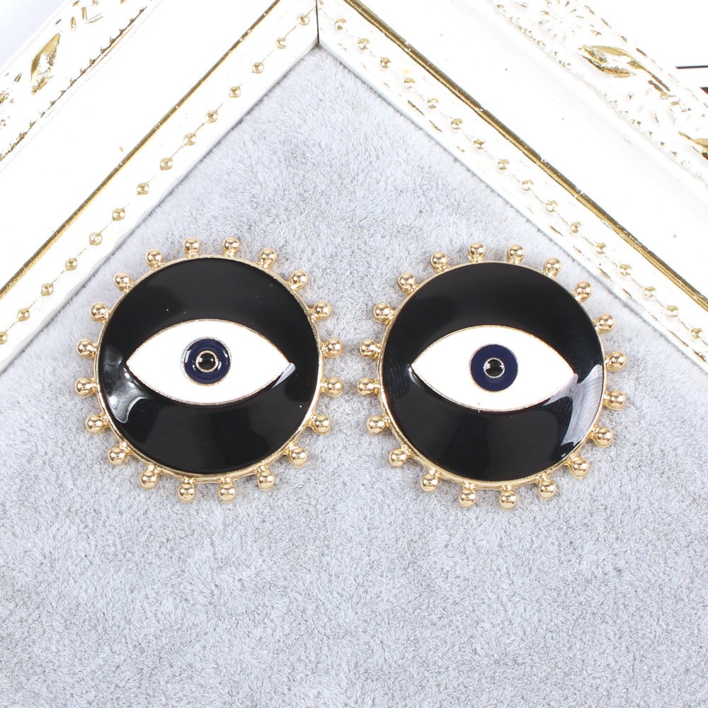 Vintage Contrast Color Alloy Oil Dripping Devil's Eye Earrings Wholesale display picture 4