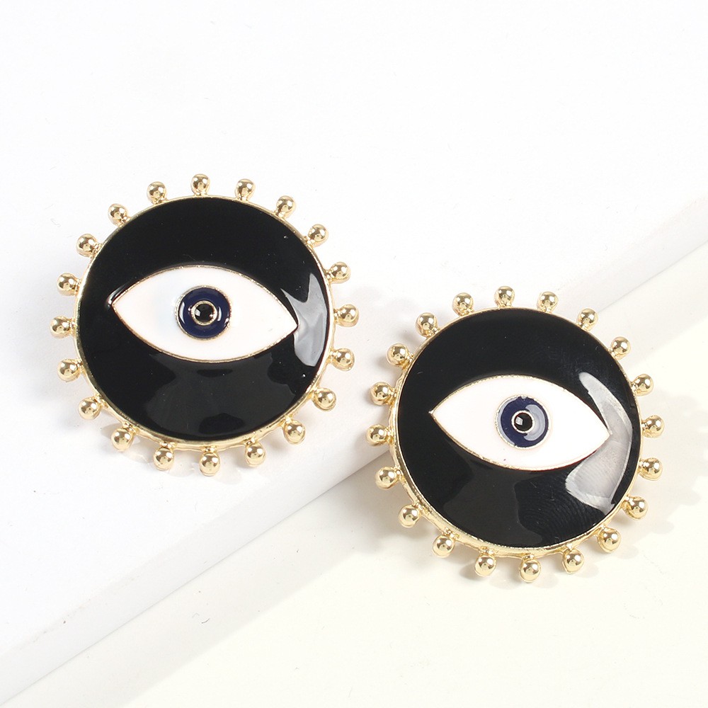 Vintage Contrast Color Alloy Oil Dripping Devil's Eye Earrings Wholesale display picture 5