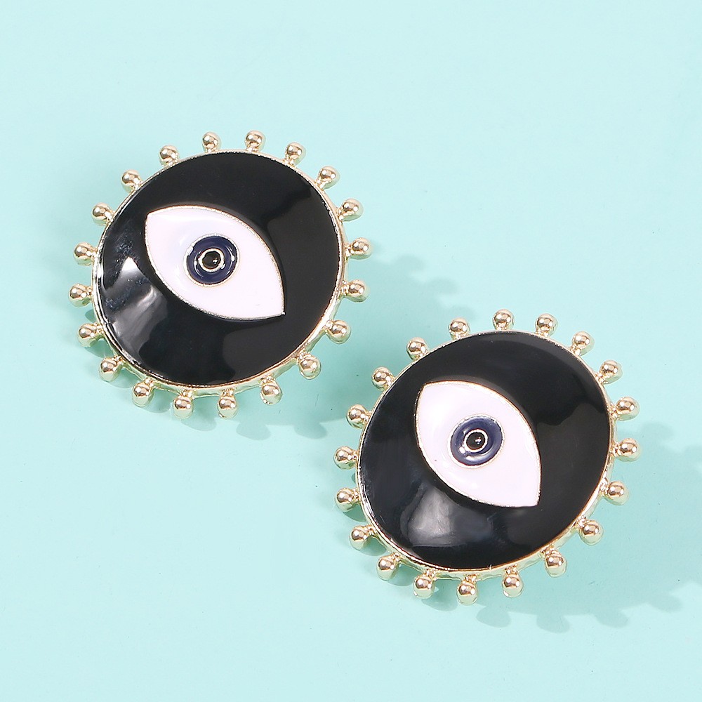 Vintage Contrast Color Alloy Oil Dripping Devil's Eye Earrings Wholesale display picture 6