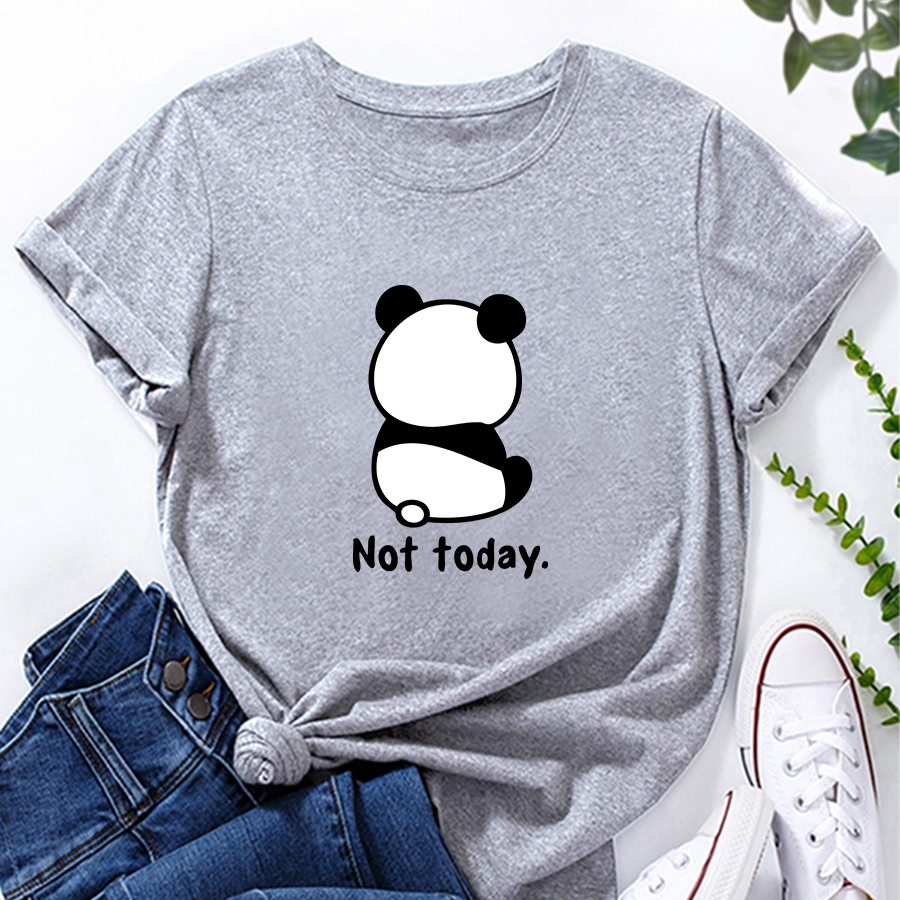Panda Back Fashion Print Ladies Loose Casual T-shirt display picture 1