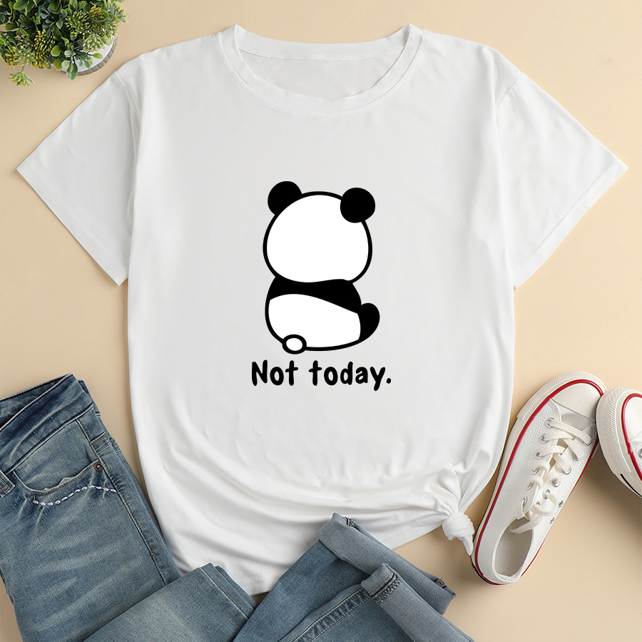 Panda Back Fashion Print Ladies Loose Casual T-shirt display picture 3