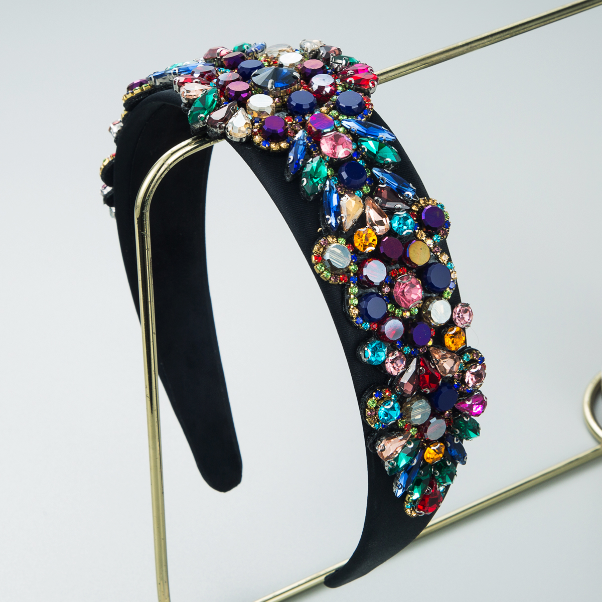 Baroque Fashion Inlaid Colorful Rhinestone Wide Headband Wholesale display picture 3