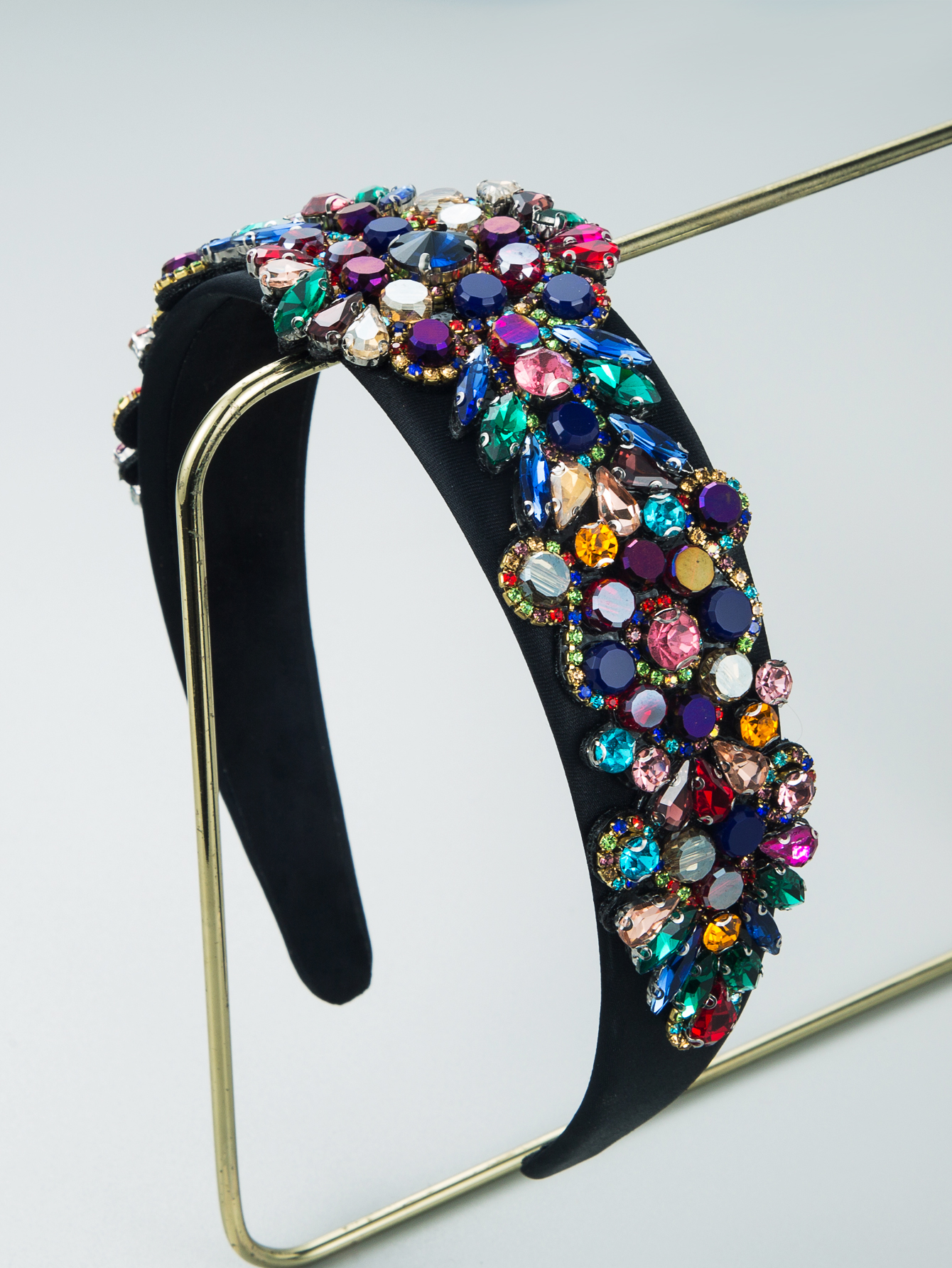Baroque Fashion Inlaid Colorful Rhinestone Wide Headband Wholesale display picture 4