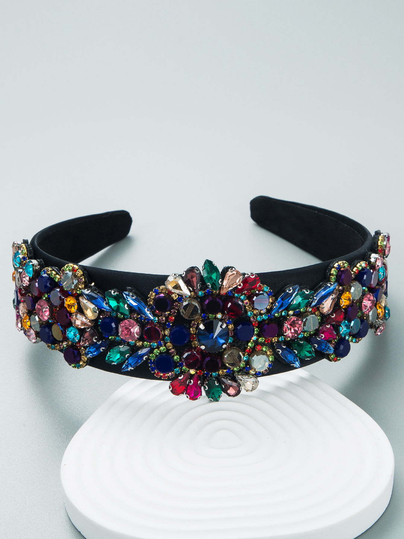 Baroque Fashion Inlaid Colorful Rhinestone Wide Headband Wholesale display picture 6