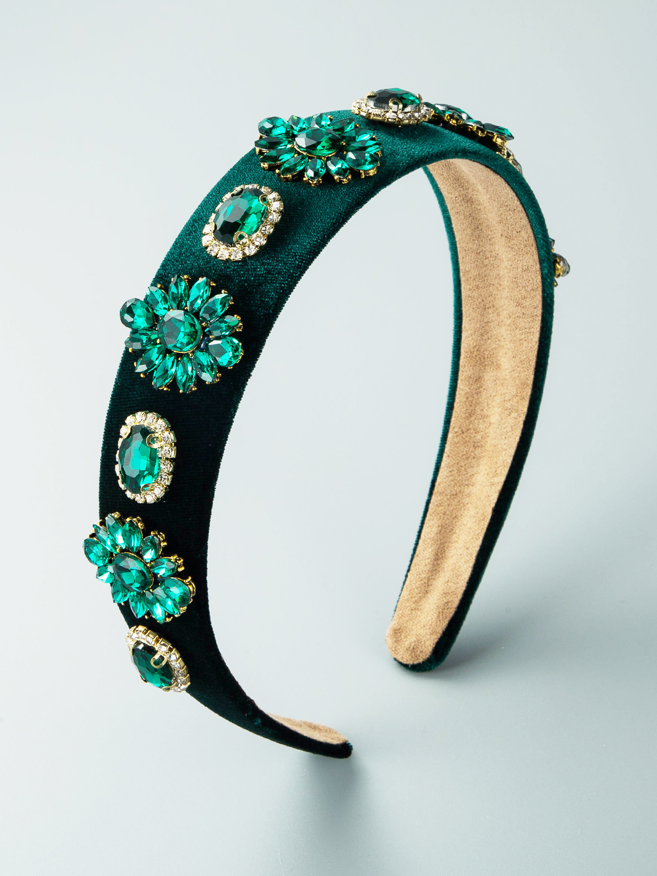 Vintage Contrast Color Emerald-embellished Green Headband Wholesale display picture 4