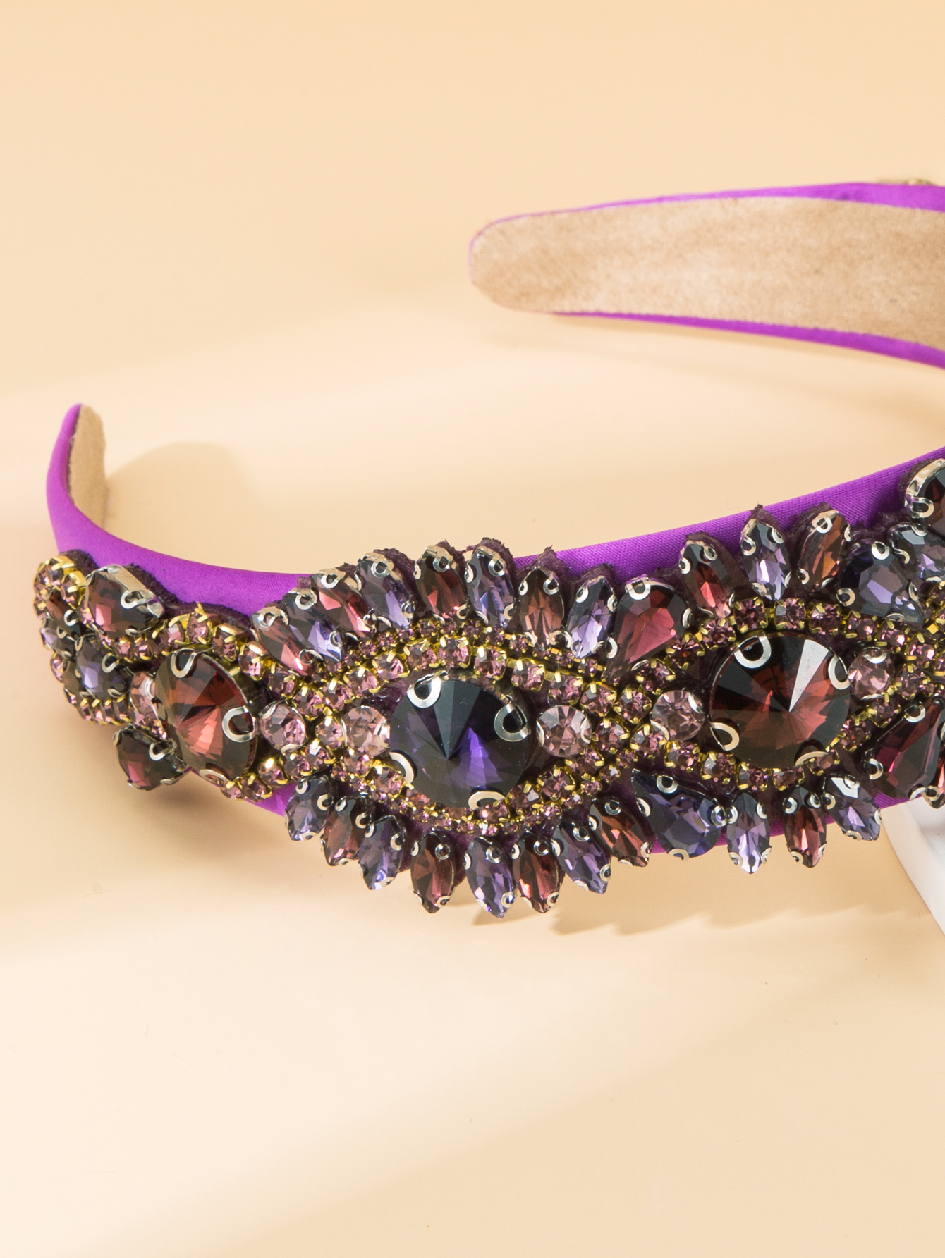 Purple Inlaid Glass Geometric Wide-brimmed Headband Wholesale display picture 4