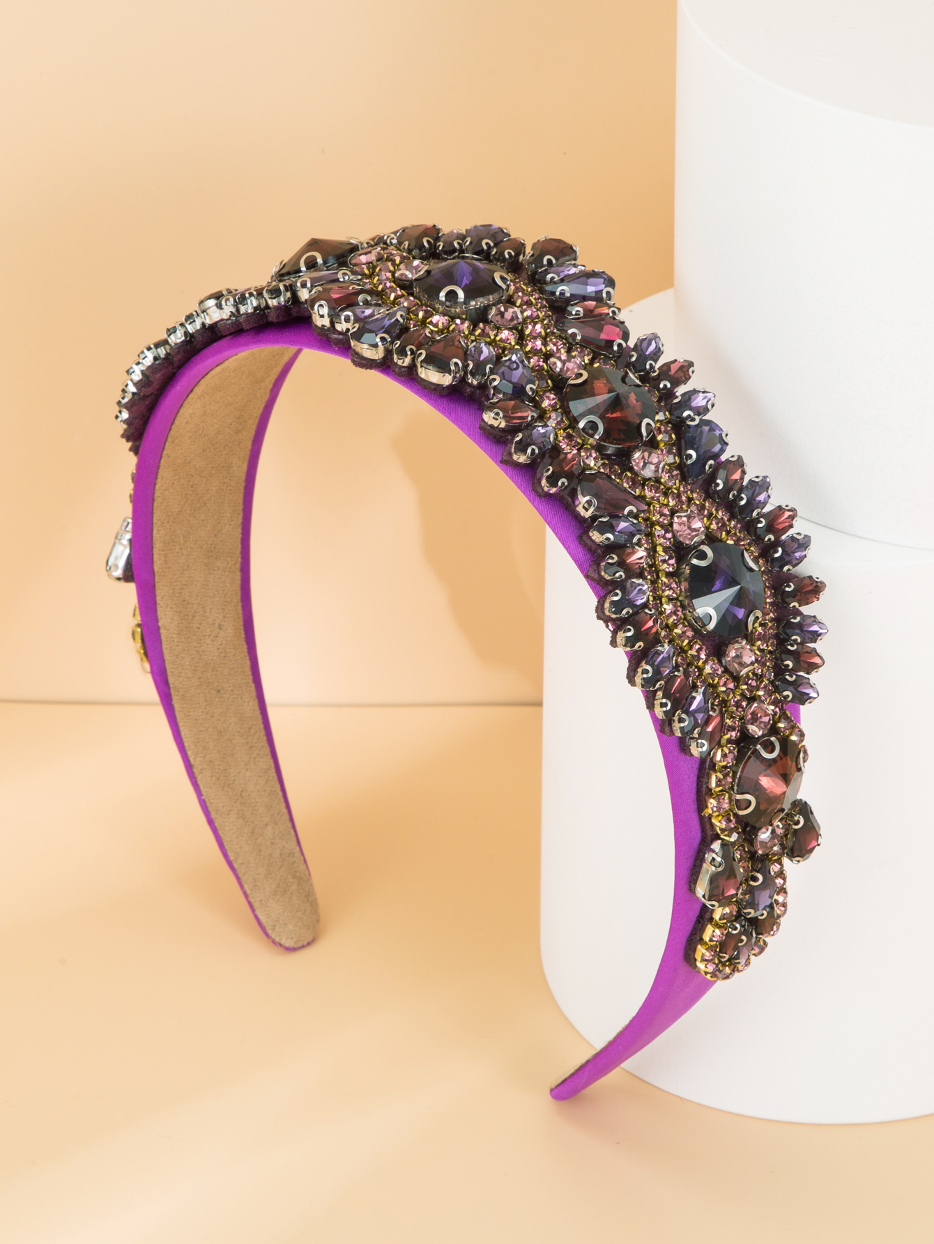 Purple Inlaid Glass Geometric Wide-brimmed Headband Wholesale display picture 5