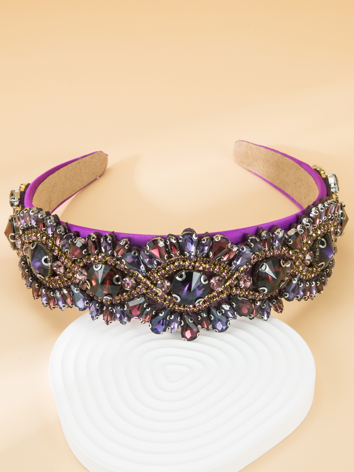 Purple Inlaid Glass Geometric Wide-brimmed Headband Wholesale display picture 6