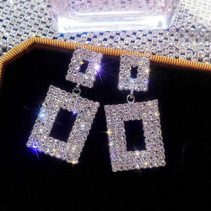 Fashion Geometric Inlaid Rhinestone Square Earrings Wholesale display picture 6